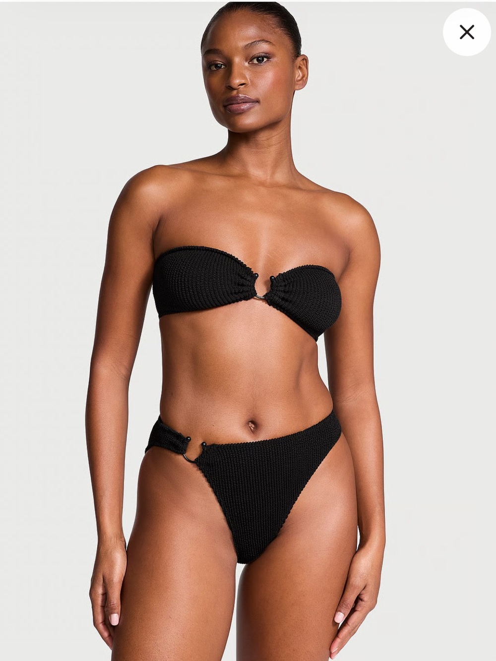 Victorias Secret NWT Black Textured Bandeau Bikini Set